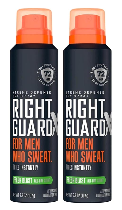 Right Guard Xtreme Defense Dry Spray Fresh Blast 3.8 Ounce Men (Pack of 2)