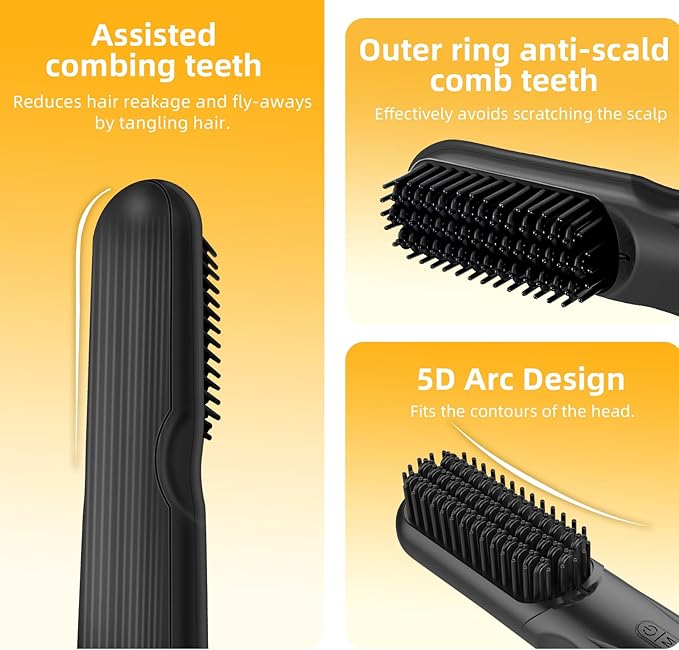 Cordless Straightener Brush Pro - 45W Fast Charge Portable Frizz-Free Styling for TravelEffortless Beach WavesFrizz-Free Shine &amp Salon Texture Ideal for All Hair Types