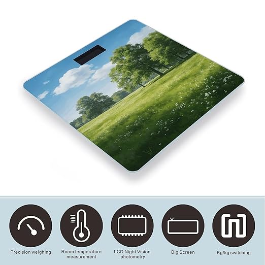 Meadow Green Smart Scale for Body Weight Digital Bathroom Scale Toughened Glass Weight Scale with Large LCD Backlight Display High Precision Scales Weighing Machine