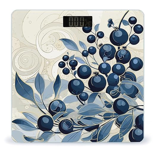 Field of Blueberries Bathroom Scale for Body Weight Bathroom Weighing Scale with Backlit LCD Display Highly Accurate Measures Weight Up to 180kg
