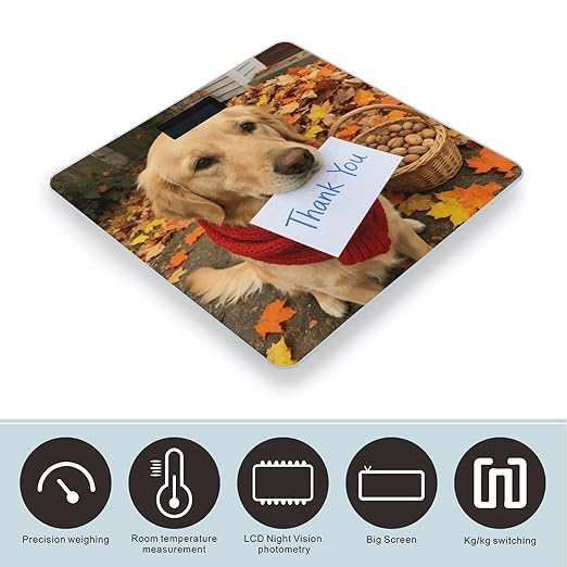 Giving Thanks Smart Scale for Body Weight Digital Bathroom Scale Toughened Glass Weight Scale with Large LCD Backlight Display High Precision Scales Weighing Machine