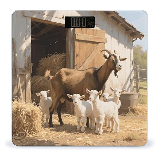 Farm Animal Cute Goat Bathroom Scale for Body Weight LCD Display Digital Bathroom Scale Tempered Glass Bathroom Weight Scales Fashion Smart Scales for Home Bedroom 400 Lb