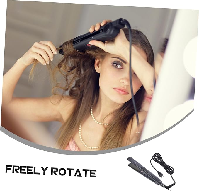 1Pc Dual-Purpose Hair Straightener Curler Rotating Steam Iron for Home Salon Use Stable Temperature Control Material Black