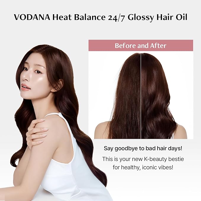 VODANA Professional Hair Irons Bundle Pocket Mini Flat Iron Creamy Blue Heat Balance 24/7 Glossy Hair Oil