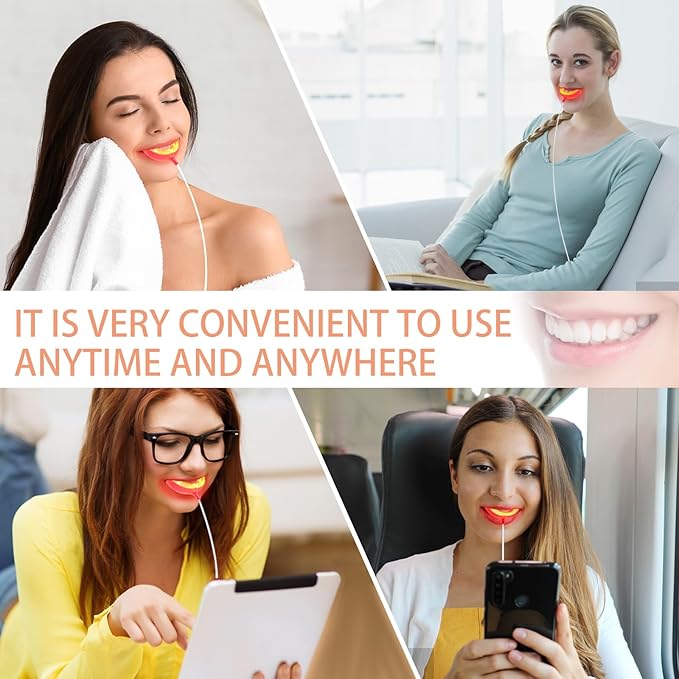 Red Light Therapy for Gums Toothache Relief Periodontal Light Bleeding Gums Gum Health Red Light with adapters for USB/C iPhone and Android from (White)