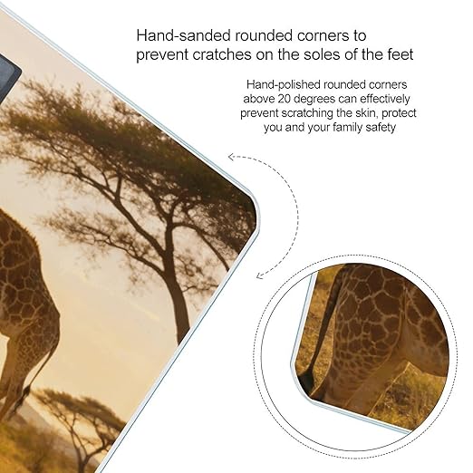 African Giraffes Weight ScaleClear LED Display Bathroom Digital Weighing ScaleTempered Glass Digital Bathroom Scale for Body Weight Capacity Up to 400 Lbs