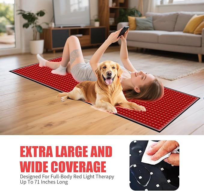 Red Light Therapy Mat for Body Pain ReliefRed Light Therapy Blanket 1280 LEDs Red Near Infrared 660nm 850nm Full Body Pad 71x 31 Large Red Light Therapy Pad