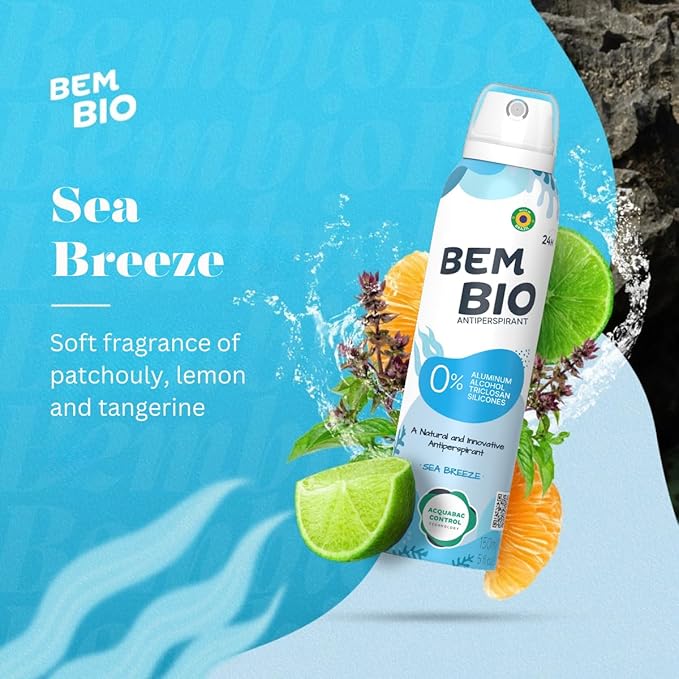 Sea Breeze Biotranspirant Deodorant Natural Aluminum-Free Vegan 24-Hour Protection 150ml (5.07 fl oz)
