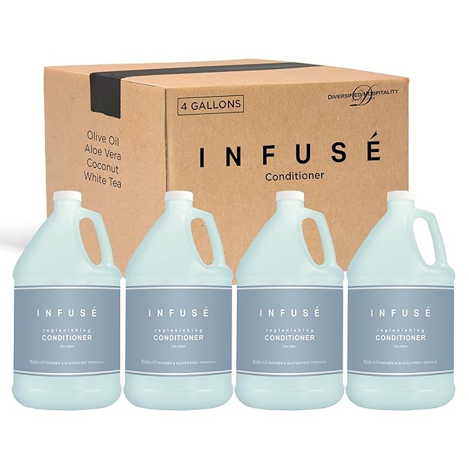 Terra Pure Infuse Hotel Conditioner | 1 Gallon | Designed to Refill Soap Dispensers (Set of 4)