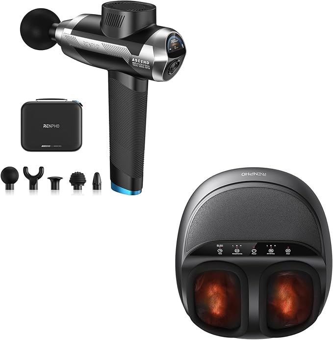 RENPHO Foot Massager and Massage Gun Deep Tissue with 6-12mm Adjustable Amplitude