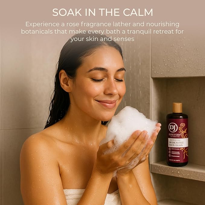 Dr. Jacobs Naturals Castile Rose All-Natural Body Wash for Moisturizing Dry and Sensitive Skin Shampoo with Plant-Based Ingredients Gluten Preservatives-Free Formula with Pump - 32 Ounce