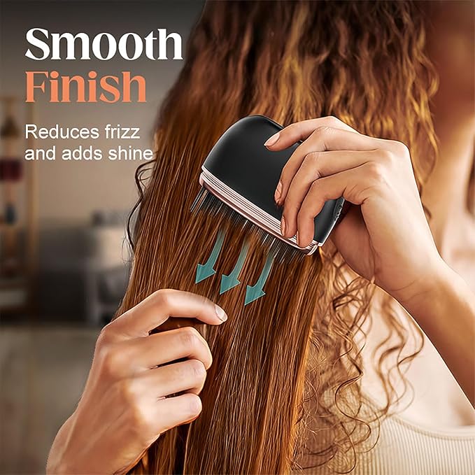 Mini Cordless Hair Straightener Comb Portable 2-in-1 Curling Iron USB Rechargeable Hair Straightener Brush with Tip 3-Speed Temperature Fast Heating Anti-Scald (2PcsC)