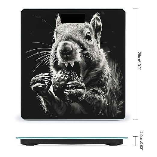 Squirrel Opens Its Mouth Scale for Body Weight Anti-Slip Digital Bathroom Scale Sturdy Toughened Glass Weighing Scales High Precision Safe Rounded Corners Smart Scales