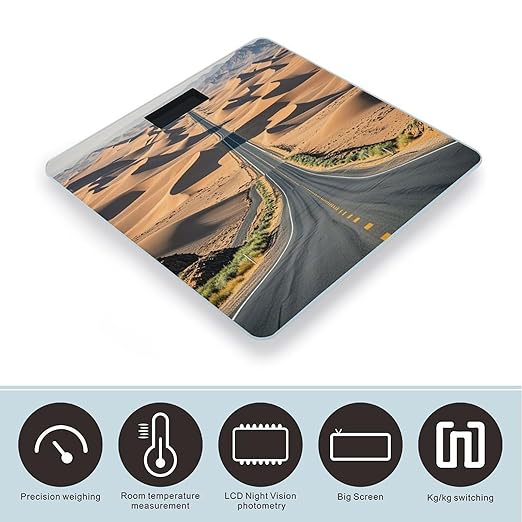 Desert Road Bathroom Scale for Body Weight Bathroom Weighing Scales with Back Lit LED Display Sturdy Tempered Glass Body Weight Bathroom Scale 400lb Weighing