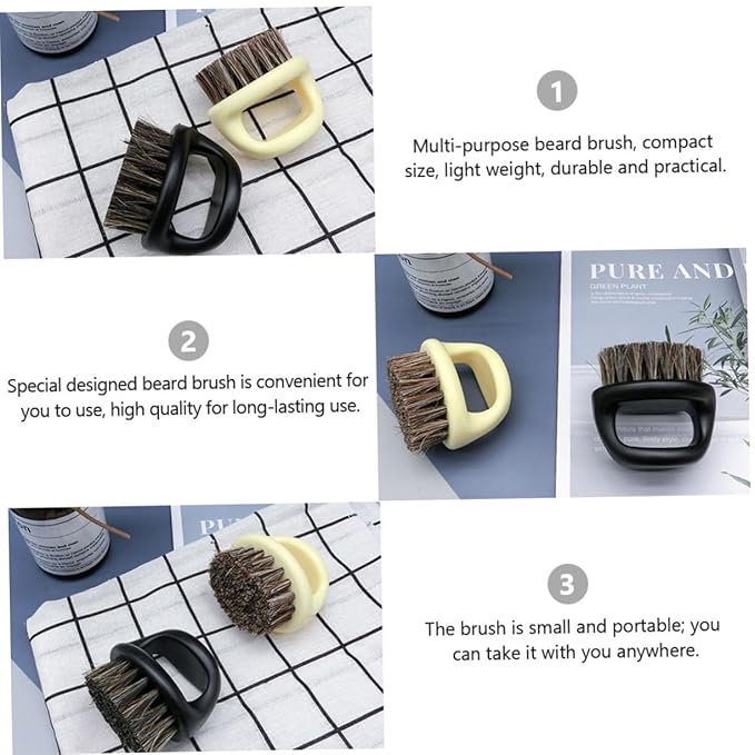 balacoo 8pcs Beard Brush Kit Comb Brush Styling Mustache Portable Handle Horsehair Bristles Soften Skin Ergonomic Design Random Color