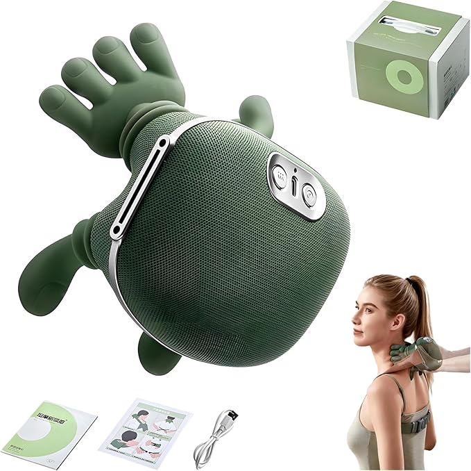 Amposei Neck Massager Neck Massager with Heat Shiatsu Neck and Back Massager with 4D Kneading 2026 Upgrade Shoulder Massager Real Hand Massagers for Muscles (Green)