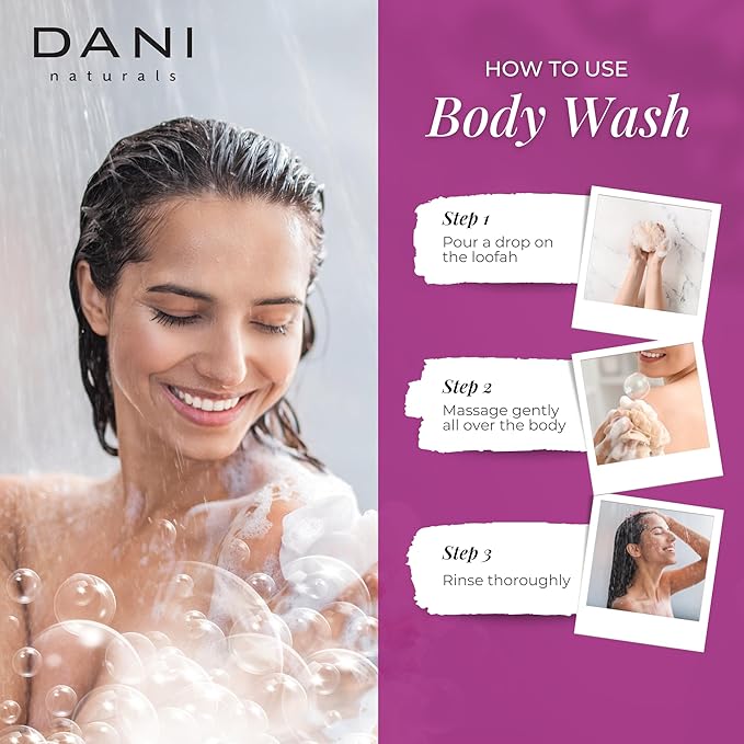 DANI Naturals Moisturizing Body Wash - Sweet Passion Fruit Scent with Organic Aloe Vera &amp Natural Glycerin - Sulfate &amp Paraben-Free Shower Gel - 12 oz - Vegan &amp Cruelty-Free
