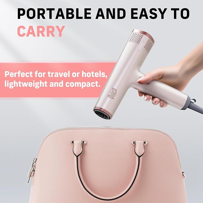 Quico Hair Dryers for Women 7X Faster BLDC Motor Quiet 1875W 110000 RPM 2 Billion Negative Ionic Salon Blow Dryer with Diffuser Adjustable Temp &amp Speed Portable Hair Dryer for Home Travel Pi