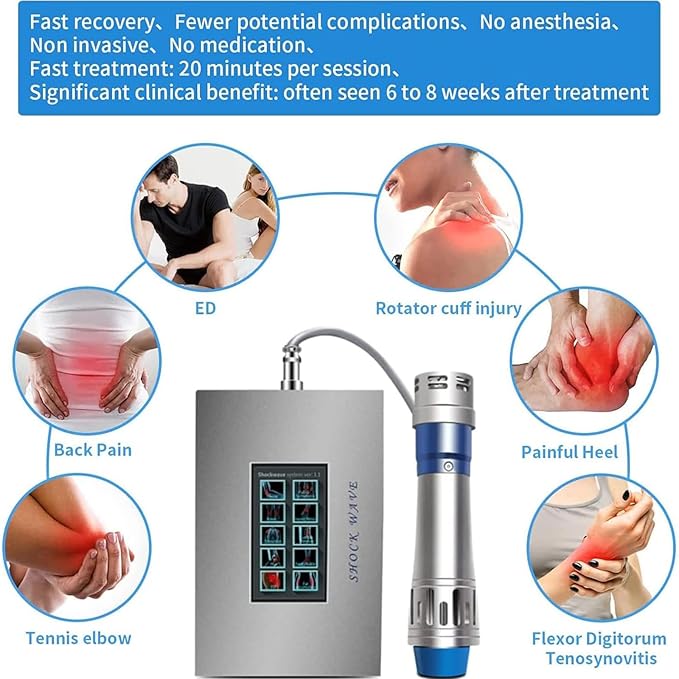 Shock Wave Machine Shockwave Therapy Instrument 7 Massage Heads Meet Various Needs Adjustment Massage Intensity Deep Tissue Massager for Back Shoulder Waist
