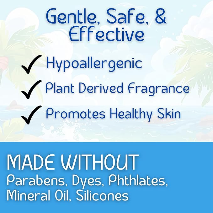 Kids Body Wash – Plant Based Gentle Moisturizer with Shea Butter – Safe for Sensitive Skin – Summer Splash – 3 Pack (8 oz Each)