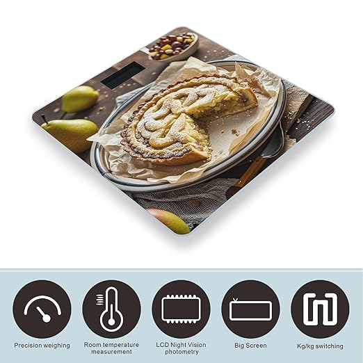 Pear Pie on Paper Scale for Body Weight Digital Bathroom Scale Toughened Glass High Precision Scales for Body Weight with Large LCD Backlight Display Weight Scales