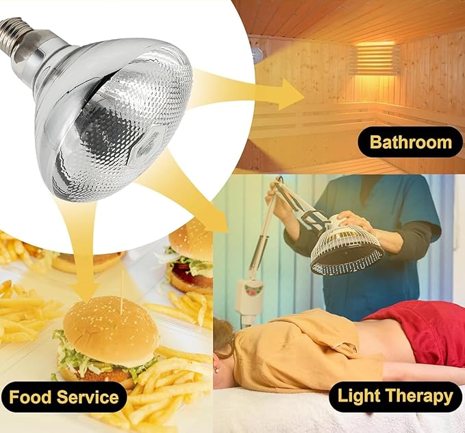 250W Heat Lamp Bulbs for Chickens Clear Glass Incandescent Heat Lamp Infrared Heat Bulb for Brooder Coop Food Service Reptiles Pets Bathroom 110V E26 Light Therapy Reflector Heat Bulb4 Pack