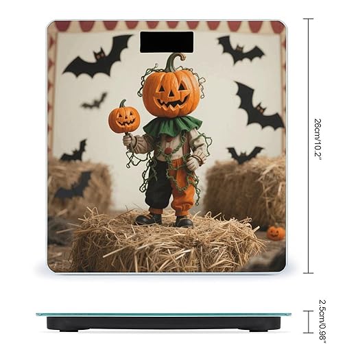 Pumpkin Clown Scale for Body Weight Sturdy Tempered Glass Weighing Scales with LCD Display Accurate Digital Bathroom Scale Convenient Body Fat Smart Scales Easy Read