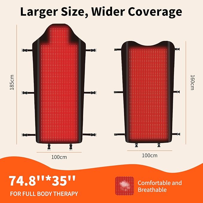 Red Light Therapy Mat for Full Body Largest 2704LEDs Near Infrared Light Therapy Pad 660nm&amp 850nm 2in1 LEDs Light Blanket High end Leather 5 Power Levels UP to 288W 73x36