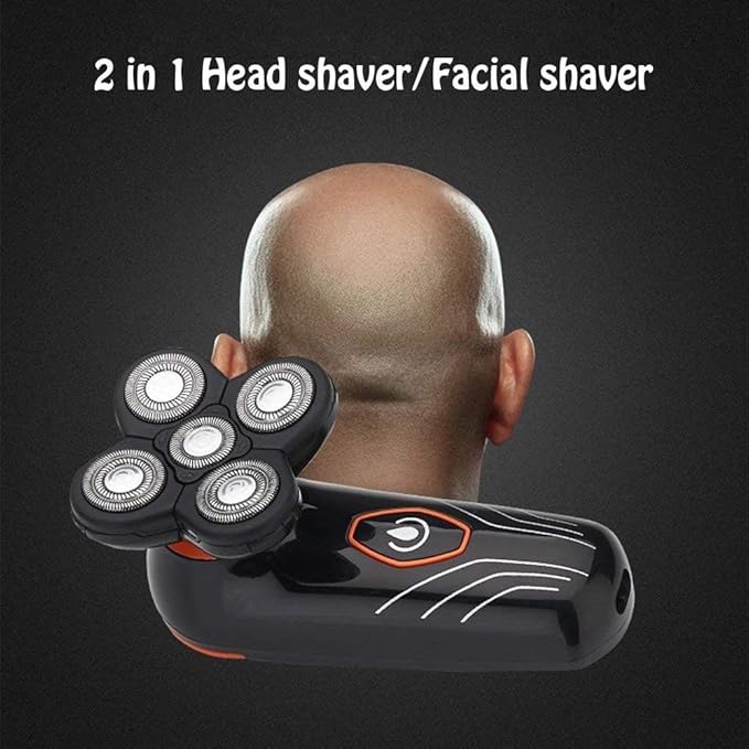Head Shavers for Bald MenElectric Shavers for Men Cordless Rechargeable Wet Dry5-in-1 Waterproof Electric Razor Rotary Shaver Grooming Kit with Hair Clippers Beard Trimmer Nose Hair Trimmer