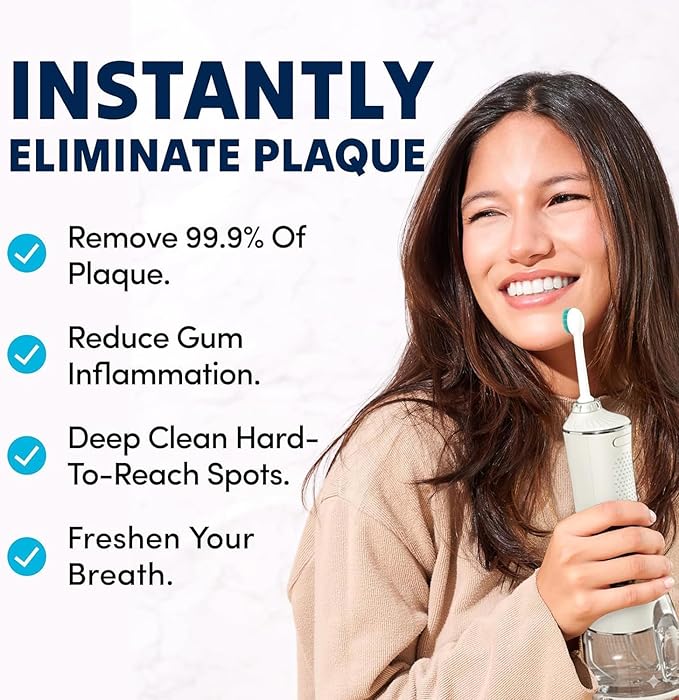 Professional Water Flosser - Advanced Dental Care for a Healthier Mouth Gum and Teeth - IPX7 Waterproof Oral Irrigator | 7 Replacement Tips Travel-Friendly Rechargeable - Oral Hygiene (White)