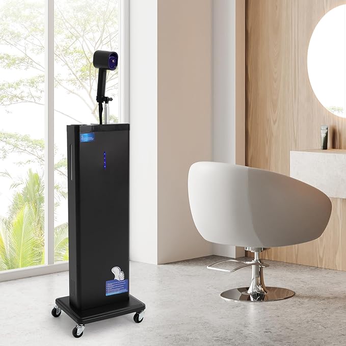 1300W Electric Nano Hair Steamer9 Level Adjustable 3-in-1 Standing Deep Conditioning Hair Steamer with Nano Spray for Deep Conditioning Professional Nano Mist Steamer (Black)