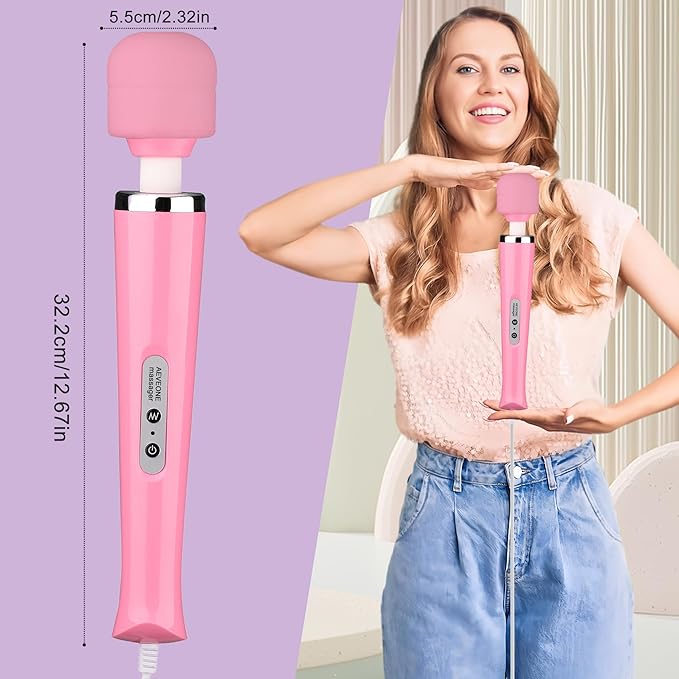Wired Powerful Handheld Wand Massager Strong Personal Vibration Massage for Sports Recovery Back Muscle Aches All Whole Body Pain (Pink)