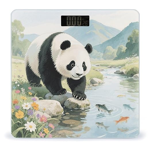 Panda Playful Fish Weight Scale Large Digital Bathroom Scales with Bright LED Display Non Slip Digital Scale and Step On Fashion Weighing Machine for Body