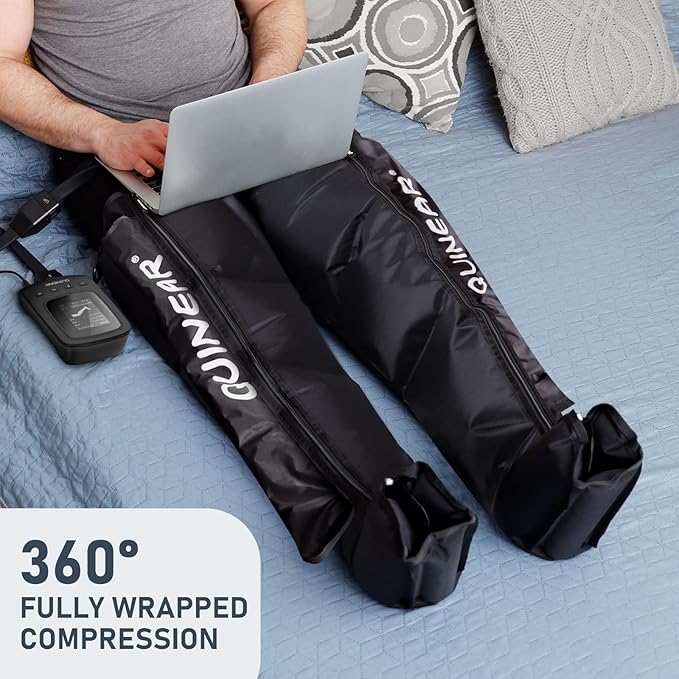 QUINEAR Air Compression Recovery System Professional Sequential Device for Massage Therapy Foot and Leg Recovery Boots to Improve Circulation for Athletes FSA-HSA Eligible (Medium)