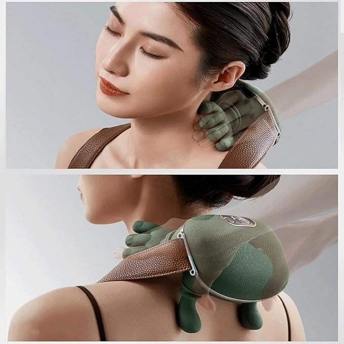 Real Touch Heat Massager Neck Massager with Fingers Portable and Rechargeable Advanced Thermal Therapy at Home Adjustable Straps for Drop Protection Applicable to Back Arms Legs (Black)