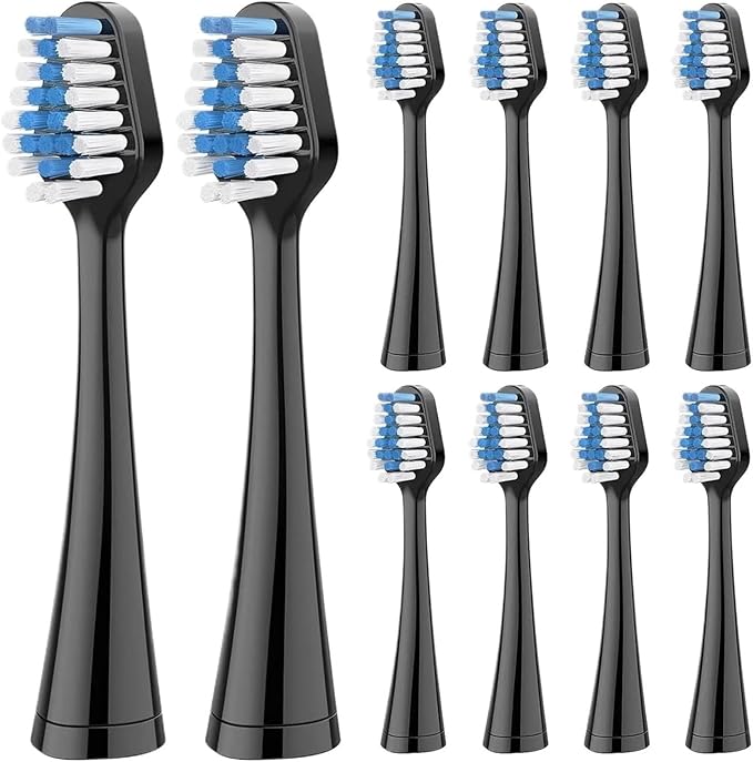 20pcs Toothbrush HeadsCompatible for Waterpik Replacement Hygiene Clean Soft Bristle Nozzles(20pcs Black)