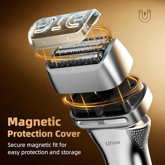 Ufree Foil Shaver with Pop-Up Trimmer 8500 RPM Electric Razor for Men Wet &amp Dry Electric Shaver with 2 Speed Modes LED Display Rechargeable Cordless IPX7 Waterproof Silver