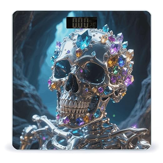 Magic Crystal Metal Skull Weight Scale Large Digital Bathroom Scales with Bright LED Display Non Slip Digital Scale and Step On Fashion Weighing Machine for Body