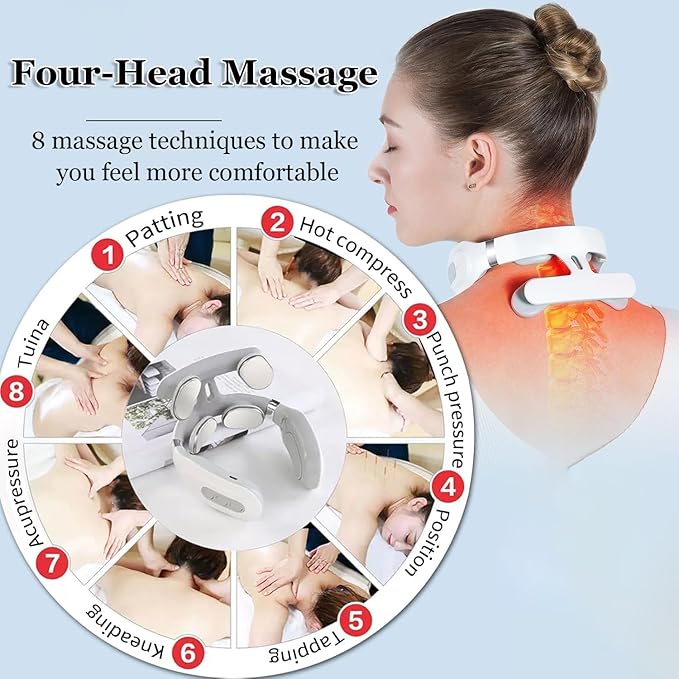 Vitality Magic Pro 2.0 Neck Massager2025 Upgraded 4-Head Magic Pro 2.0 Neck Massagewith 6 Vibration Modes &amp 15 Intensity LevelsPromote Muscle Relaxation (White)