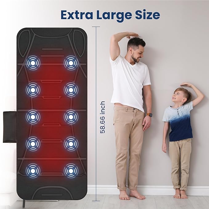 COMFIER Full Body Massage Mat with Heat 10 Vibration Motors 4 Heating Zones 30-Minute Auto Shut-Off Foldable Relaxation Pad for 3 Adjustable Intensity– Vibration Massage Only