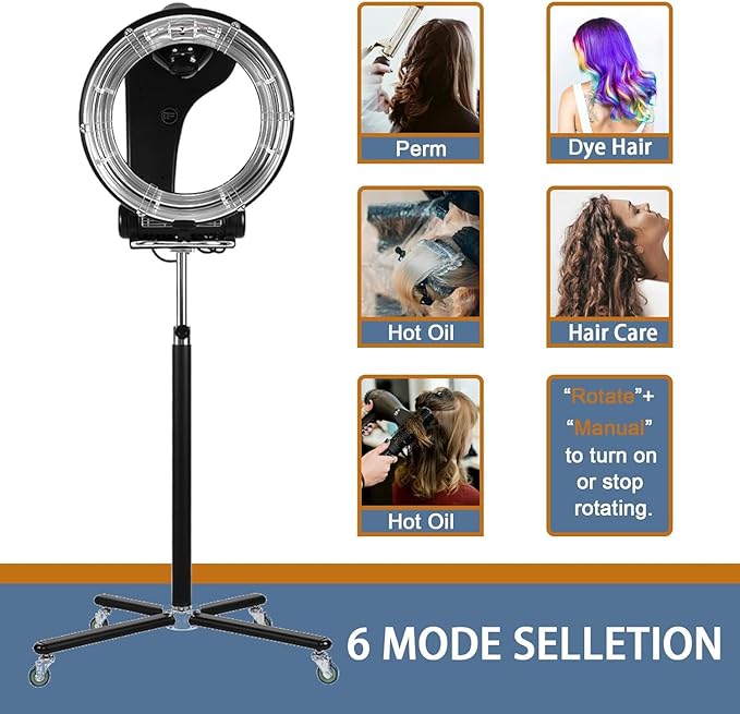 Professional Salon Standing Hair Dryer Orbiting Hair Dryer 950W Timer Adjustable Temperature Height Color Treatment Hairs Processor Perm Semicolor Styling Machine