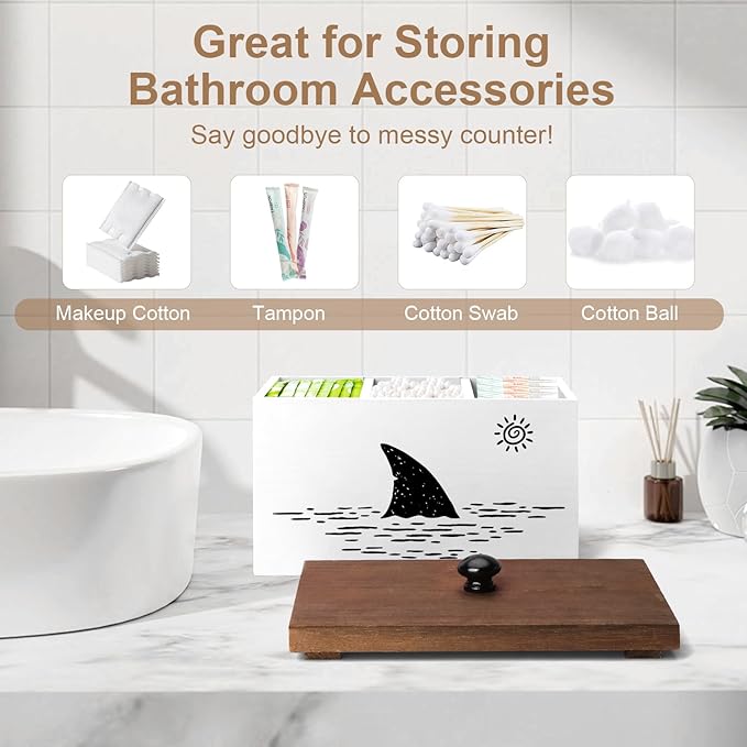 Tampon Holder for BathroomWhite Feminine Product OrganizerGirl Stuff Box for BathroomPad and Tampon Organizer for BathroomPad Holder for BathroomShark Week Bathroom OrganizerBathroom Accessories