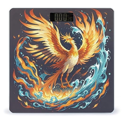 Fire and Water Phoenix Scale for Body Weight Highly Accurate Digital Bathroom Body Scale Digital Bathroom Scales for People Anti-Slip Large LCD Display Smart Scales