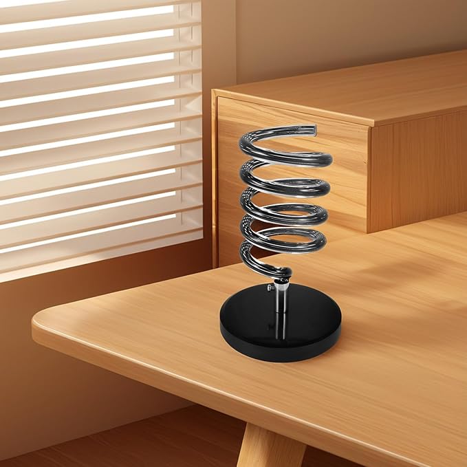 Hair Dryer Stand with Marble Base and Spiral Holder Countertop Salon Hair Dryer and Straightener Organizer for Bathroom Styling Tools Storage