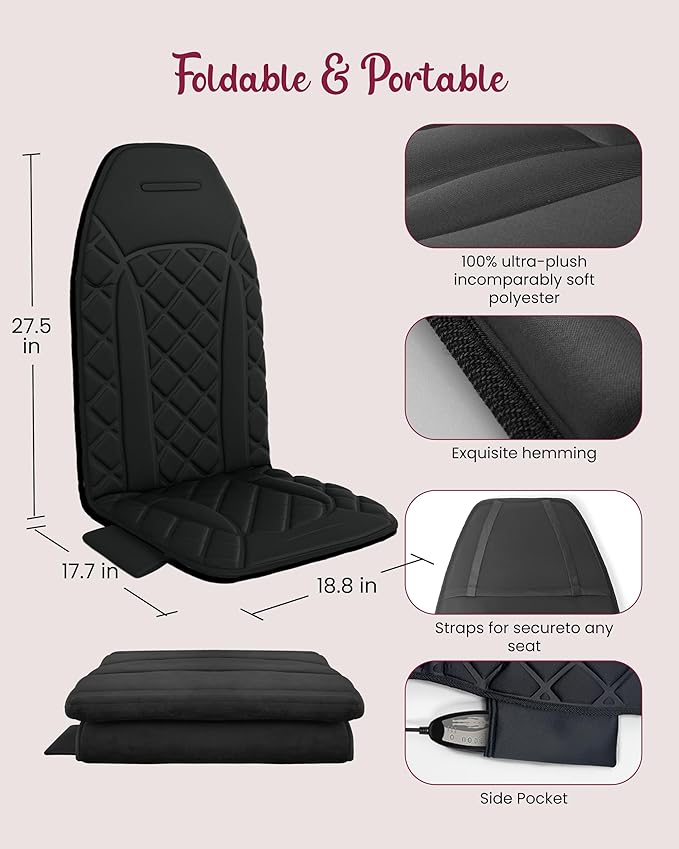 Vibraiton Back Massager for Chair Massage Seat Cushion Back Massage Pad with Heat10 Vibration Motors5 Vibration ModesChair Massager at Office/Home