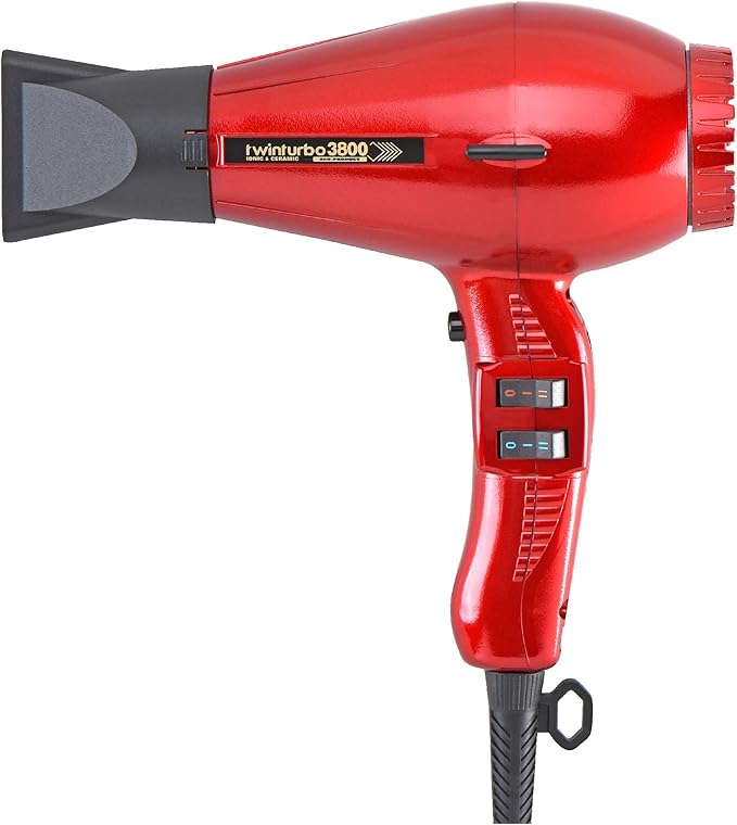 Turbo Power Twin Turbo 3800 Ceramic &amp Ionic Eco Friendly Cranberry Hair Dryer with Miracle Detangling Brush – Eco-Friendly Blow Dryer and Dual Bristle Brush for Smooth Frizz-Free Hair