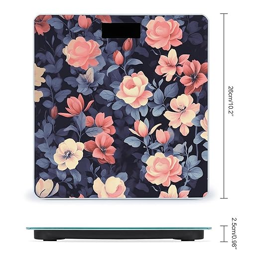 Vintage Floral Smart Scale for Body Weight Accurate Bathroom Scale with LED Display Digital Weight Scales Weighing Machine High Precision Scales for Bath Home