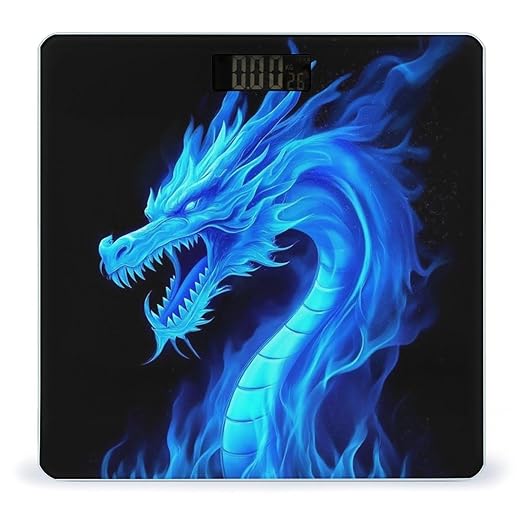 Automatic Switch Digital Bathroom Weighing Scale Smart Scale for Body Weight Blue Fire Flame Dragon
