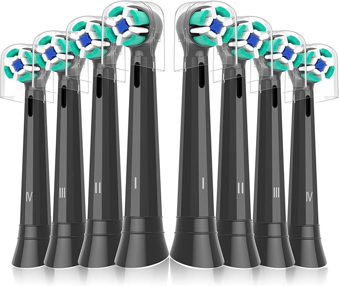 Replacement Heads Compatible with Oral B iO Electric Toothbrush Soft Toothbrush Heads Fit for Oral-B iO 2/3/4/5/6/7/8/9/10 Series with Covers Black 8pcs