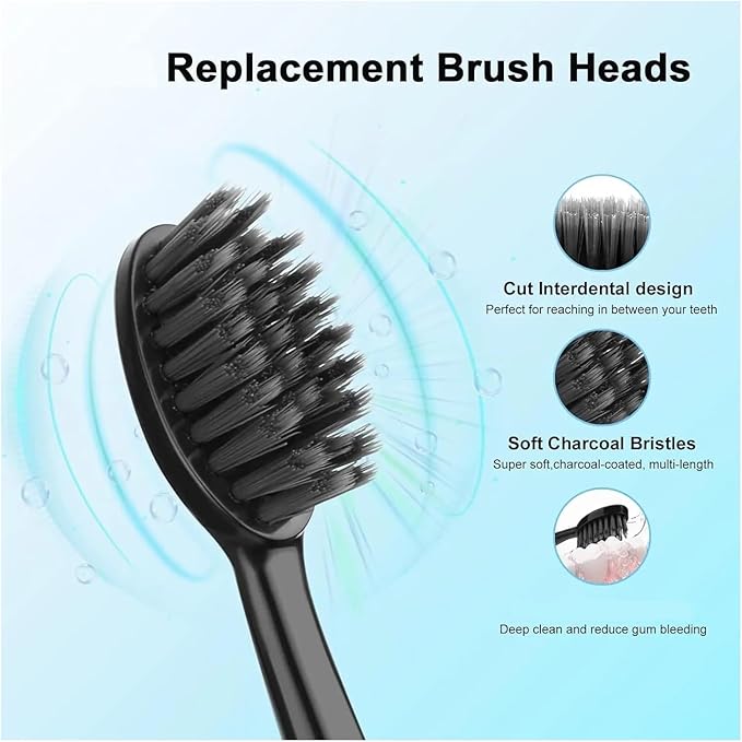 20pcs Replacement Brush HeadsCompatible for Burst Pro Electric Toothbrush Soft Charcoal Bristles Refill with Dust Cover Cap(20pcs White)